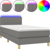 vidaXL Lit plateforme avec matelas et éclairage LED, gris foncé, 90x200 cm, rembourré