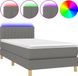 vidaXL Lit plateforme avec matelas et éclairage LED, gris foncé, 90x200 cm, rembourré