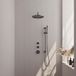 Brauer Gunmetal Carving Thermostatische Regendoucheset Inbouw - Hoofddouche 30 cm - Gebogen Wandarm - Handdouche Staaf - Doucheslang - Geintegreerde Glijstang - Gunmetal