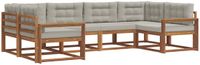 vidaXL Acacia Hout Bank Loungeset 6-Zits Naturel en Lichtgrijs
