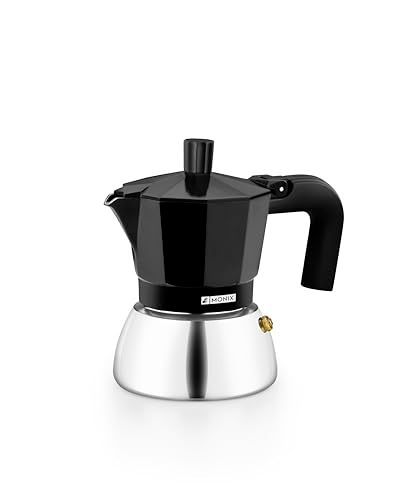 Monix Induction Inox - Italiaanse koffiezetter - 3 kopjes - Zwart