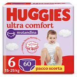 Huggies Ultra Comfort, luiers maat 6 (15-25 kg), ademende broekjes, voorraadverpakking, 60 stuks