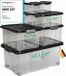 Novatool 7-delige set opbergdozen met deksel, antraciet, 1x45 L + 2x 15 L + 2x 5 L + 2x 2 L, nestbaar, stapelbaar, clipsluiting, roldozen, BPA-vrij