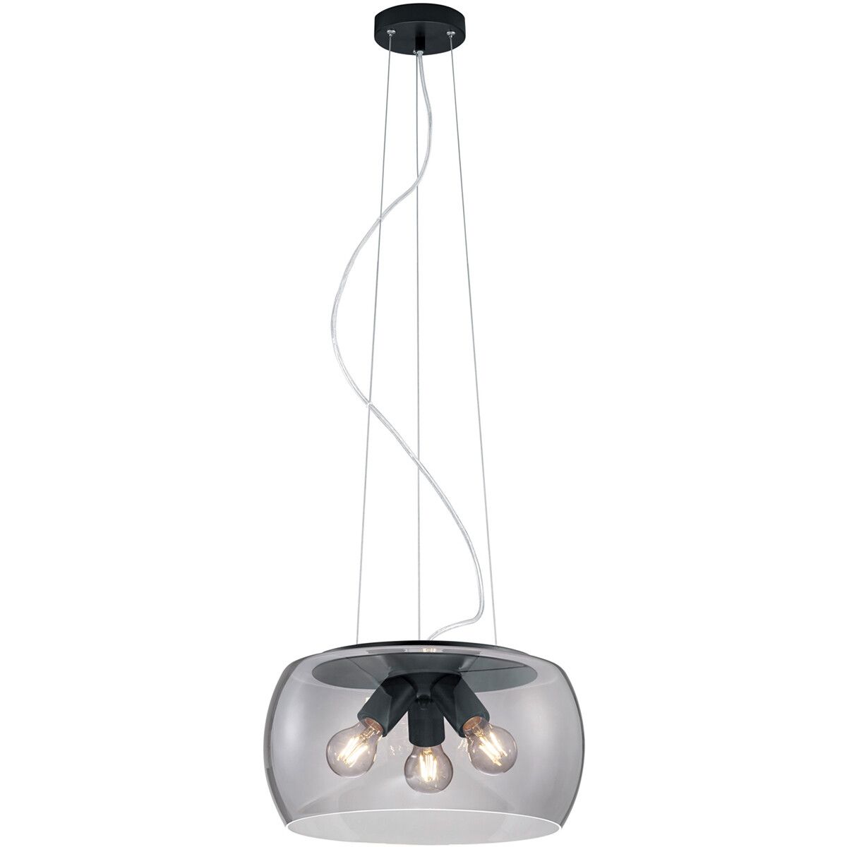 BES LED Trion Valenti Hanglamp - E27 - Rond - Mat Zwart - Aluminium - 40cm