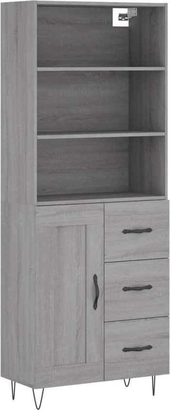 VidaXL Hoge kast 69,5x34x180 cm bewerkt hout grijs sonoma eikenkleurig