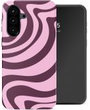 Selencia Hoesje - Samsung Galaxy A57 (5G) - Backcover - Wavy Swirl Pink Plum