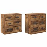 vidaXL Dressoirs 2 stuks antiek hout 70 x 35,5 x 67,5 cm bewerkt hout