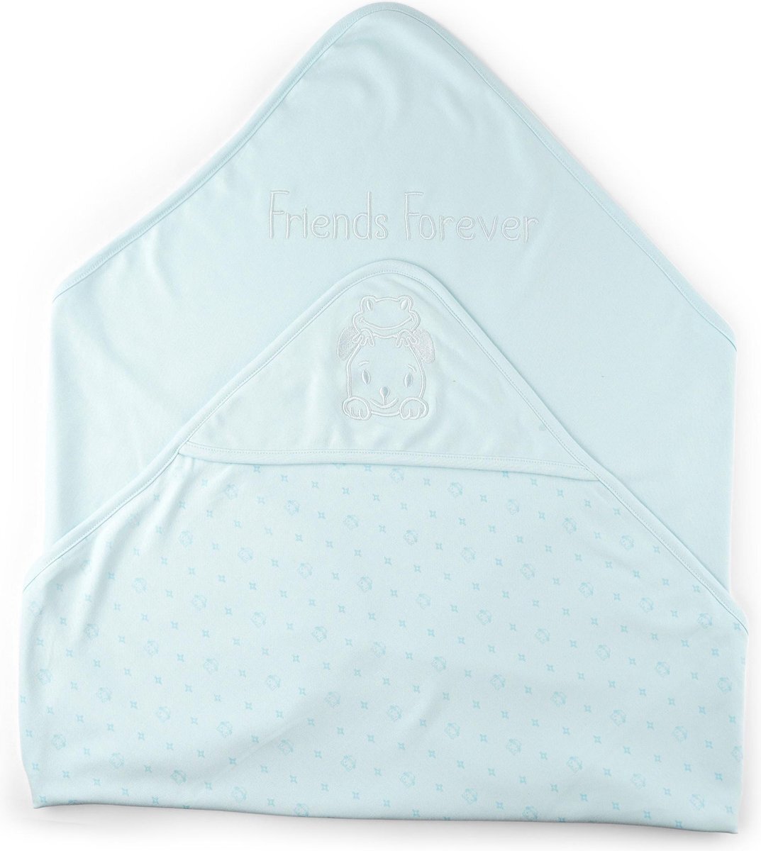 Frogs and Dogs | Omslagdoek NOS met Borduursel | Blauw | Maat One size blauw