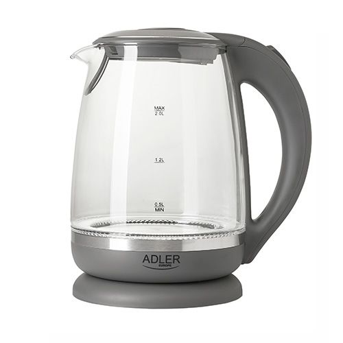 Adler AD 1286 Waterkoker - 2L - 2200W - Grijs/Transparant