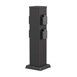 ledscom.de Tuincontactdoos POLLY voor buiten, IP44, 4-voudig, roestvrij staal, zwart, hoekig, 40 cm
