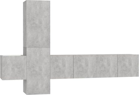 vidaXL - 5-delige - Tv-meubelset - bewerkt - hout - betongrijs