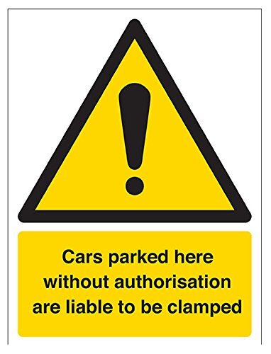 V Safety VSafety Security Notice, Auto's zonder toestemming Aansprakelijk om te worden geklemd teken - 150mm x 200mm - Zelfklevende Vinyl