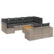 vidaXL 10-delige Loungeset met Kussens, Poly Rattan, Grijs