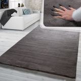 TT Home Hoogpolig tapijt slaapkamer imitatiebont pluizig konijnenbont imitatie 160 x 230 cm Rechthoek grijs