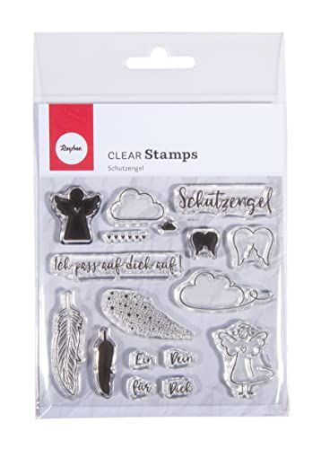 Rayher Clear Stamps beschermengel, boog 97 x 102,5 mm, 16 motieven