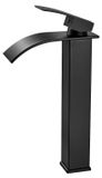 Merkloos Waterval Wastafelkraan Hoog met Mat Zwarte Afwerking