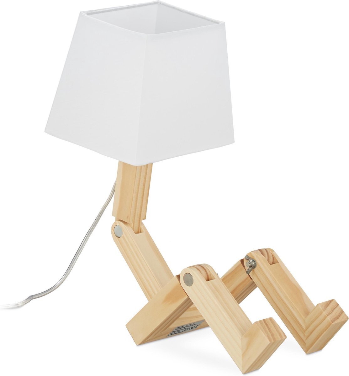 Relaxdays tafellamp robot - leeslamp - bureaulamp verstelbaar - hout - designerlamp