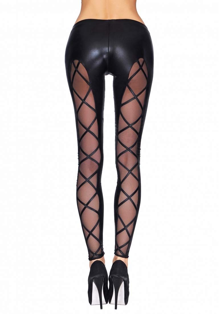 7 Heaven CAMIRI Wetlook en mesh leggings - Zwart - M