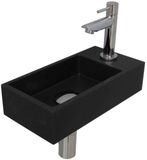 INK - Fonteinpack Quartz Rechts incl. Fonteinkraan - Design Sifon - Design Plug en Montageset - 360x180x90 Mm - Quartz Zwart/chroom