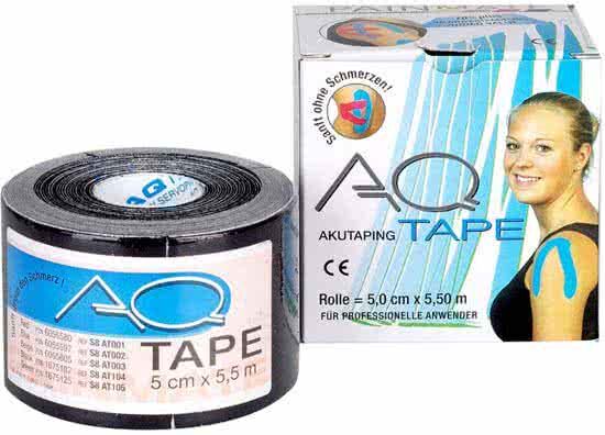 AQ tape 5cm x 5 5meter zwart kinesiotape