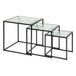 Nesttafels "Aldir", metaal en gehard glas, zwart