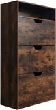 Merkloos Relaxdays Schoenenkast - 140x80x24 cm - met kleppen - industrieel - bruin