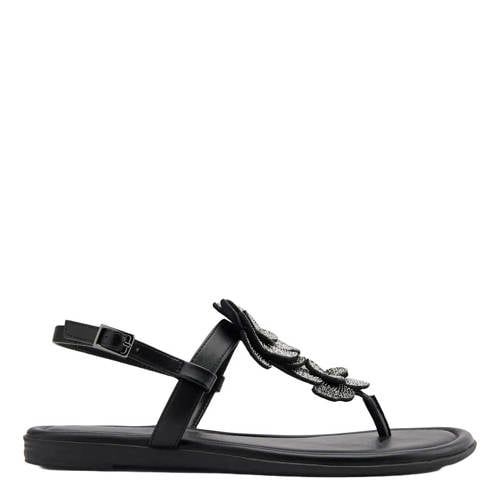 Graceland Imitatieleren Sandalen met Strass Steentjes Zwart