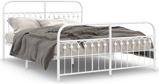 vidaXL Bedframe Metaal Wit 150x200 cm