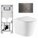 QeramiQ Dely Toiletset - 36.3x51.7cm - diepspoel - rimless - Geberit UP320 inbouwreservoir - met Burda frame - softclose toiletzitting - gunmetal bedieningsplaat - ronde knoppen - mat wit