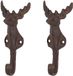 Esschert Design Muurhaak Hert - 2x - gietijzer - wandhaak - hertenkop - 13,7 cm