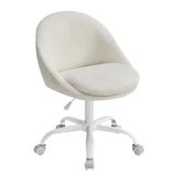 SONGMICS Bureaustoel, draaistoel van pluche en PU, in hoogte verstelbaar, schuimvulling, voor studeerkamer, slaapkamer, OBG020W01