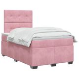 vidaXL Boxspringbed met matras Roze 120 x 190 cm Fluweel