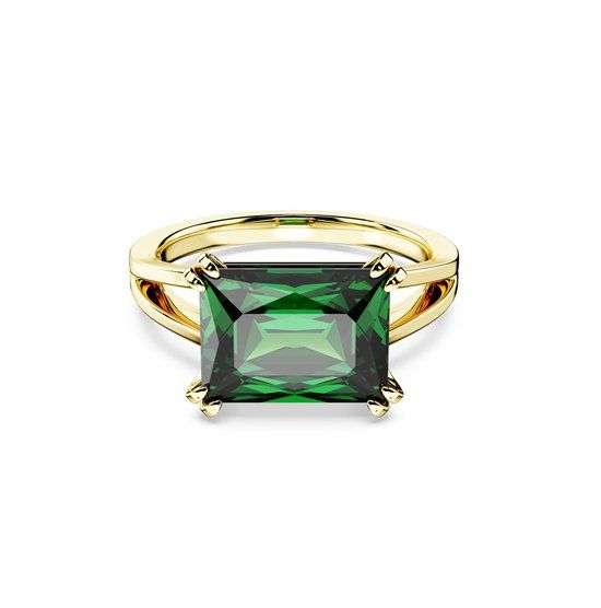 Swarovski Matrix Ring - Gold Plated - Green Zirconia - Size 52