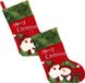 Unique Living Chaussettes de Noël - 2x - Rouge/Vert - L25 x H45 cm - Polyester - Merry Christmas