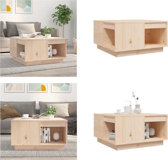 vidaXL Salontafel 60x61x32,5 cm massief grenenhout