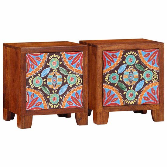 vidaXL Nachtkastje - 2 stuks - 40x30x45 cm - Massief Acaciahout - Bruin