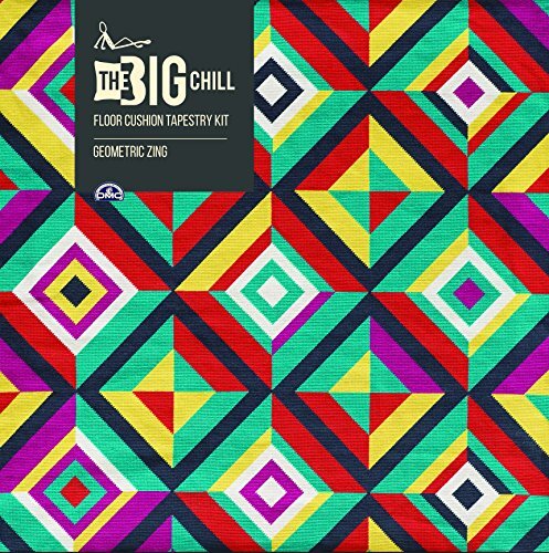 DMC DMC De Big Chill Giant Vloerkussen Tapestry kit-Geometrische Zing, Stof/Weefsel, Multi, 90 x 1 x 90 cm