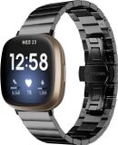 By Qubix Qubix - Metalen schakelband voor Fitbit Versa 3/4 & Sense 1/2 - Zwart