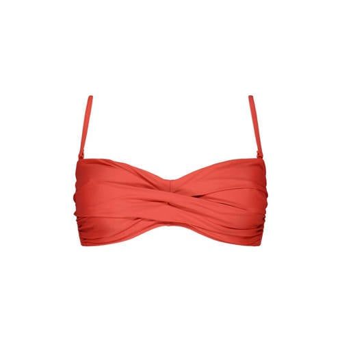 Barts Kelli voorgevormde strapless bandeau bikinitop koraalrood
