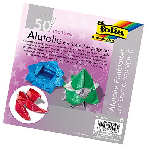 Folia 9956 Vouwbladen Aluminiumfolie 15x15cm - 50 vellen - Gekleurd