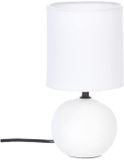 Atmosphera Witte Keramische Ball Tafellamp | E14 Nachtlamp | Stoffen Kap | Ø13 x H25 cm | Bureaulamp