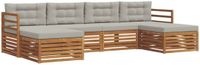 vidaXL Acacia Hout Bank Loungeset 6 Zitplaatsen Natuurlijk en Lichtgrijs