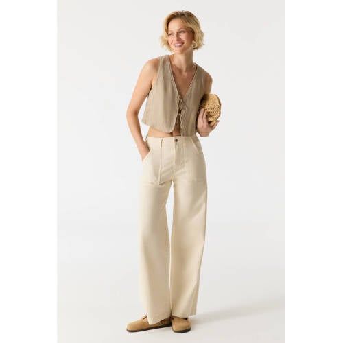 Cup of Joe Denim high waist wide leg jeans ecru