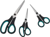 Excellent Houseware scharenset - 3 formaten - blauw - 14/15/21 cm