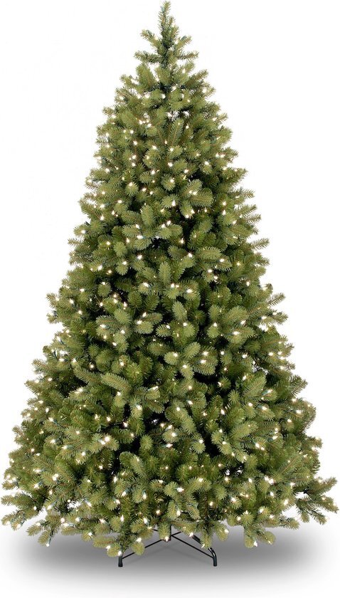 Poly Bayberry Hinged verlichte kunstkerstboom - 228 cm - Groen - Ø150 cm - 1867 tips - 600 ledlampjes (warm wit) - Metalen voet