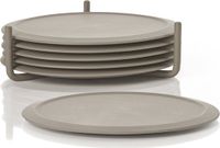 Zone Denmark Singles Onderzetters voor Glazen - Siliconen Onderzetters met Houder - Coasters - Set van 6 - Ø 10 cm - Taupe
