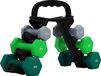 Haltère courte - Haltères hexagonales - Set de six - Poids total 12 kg - Support de rangement - Poignées antidérapantes - Convient à l'entraînement de force - Plusieurs couleurs