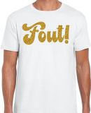Bellatio Decorations T-shirt heren - Fout! - wit - glitter goud - L
