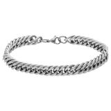 Lucardi - Heren Stainless steel herenarmband gourmetschakel - Armband - Staal - Zilverkleurig - 19 cm