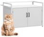 BAKAJI Kattenbak met zijdelingse ingang in de vorm van een kat, multifunctionele kast voor huisdieren, 2 deuren, magnetische sluiting, ijzeren frame, 75 x 55 x 51 cm (wit)